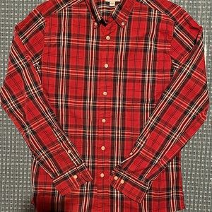 Sonoma Men’s Small Red Plaid Long Sleeve Button-Down Shirt